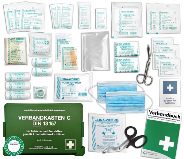 Betriebsverbandkasten C mit Inhalt nach aktueller DIN 13157